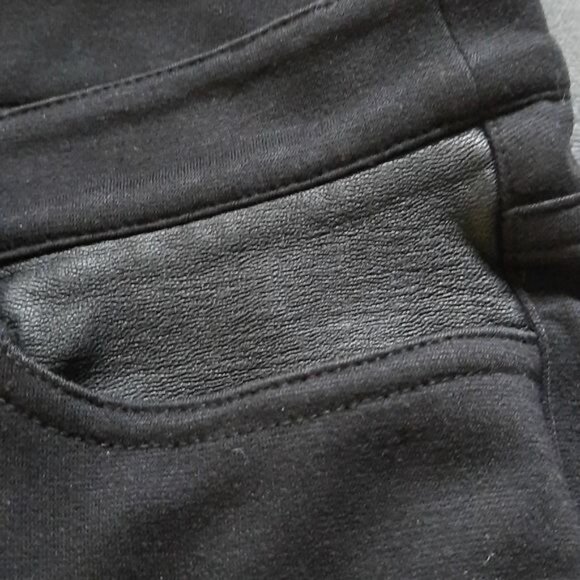 Michael Michael Kors Black Rayon Blend Leather Pockets Straight Leg Pant Size 10 - Picture 5 of 7